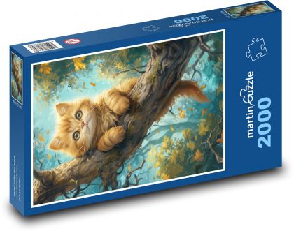 Kot na drzewie - Puzzle 2000 elementów, rozmiar 90x60 cm