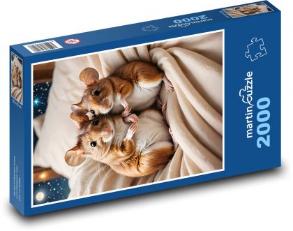 Myši - lôžko, hlodavce - Puzzle 2000 dielikov, rozmer 90x60 cm 