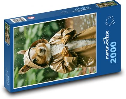 Squirrel - rain, raincoat - Puzzle 2000 pieces, size 90x60 cm 