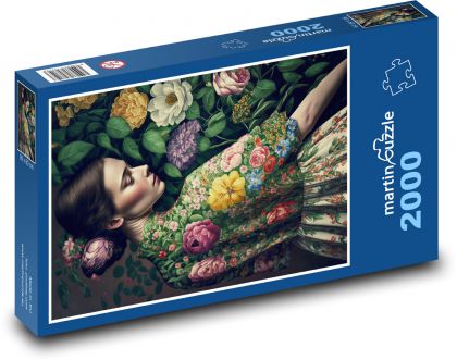 Frau - Blumen, Schönheit - Puzzle - 2000 Teile