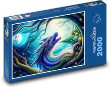 Drak - měsíc, strom Puzzle 2000 dílků - 90 x 60 cm