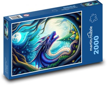 Drak - Mesiac, Strom - Puzzle 2000 dielikov, rozmer 90x60 cm 