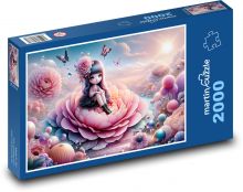 Dziewczynka na kwitnącej różyczce Puzzle 2000 elementów - 90x60 cm