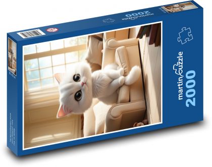 Süßes weißes Kätzchen - Puzzle - 2000 Teile