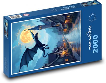 Nocą latający smok - Puzzle 2000 elementów, rozmiar 90x60 cm