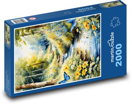 Lesná príroda s potokom - Puzzle 2000 dielikov, rozmer 90x60 cm 
