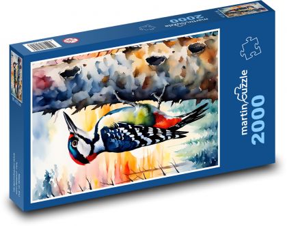 Woodpecker in the woods on a tree - Puzzle 2000 pieces, size 90x60 cm 