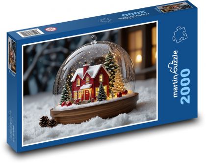 Vánoční zasněžená ozdoba - Puzzle 2000 dílků, rozměr 90x60 cm