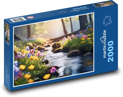 Kvitnúci les pri rieke - Puzzle 2000 dielikov, rozmer 90x60 cm 