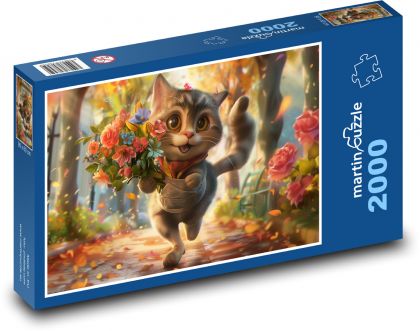 Śmiejący się Kwiatowy Kot - Puzzle 2000 elementów, rozmiar 90x60 cm