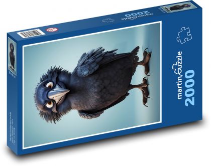 Čierna vrana s veľkými očami - Puzzle 2000 dielikov, rozmer 90x60 cm 