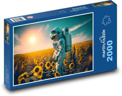 Astronauta na polu słonecznika - Puzzle 2000 elementów, rozmiar 90x60 cm