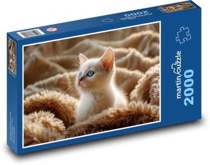 Weißes Kätzchen mit blauen Augen - Puzzle - 2000 Teile