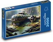 Ztroskotalé letadlo v močálu Puzzle 2000 dílků - 90 x 60 cm
