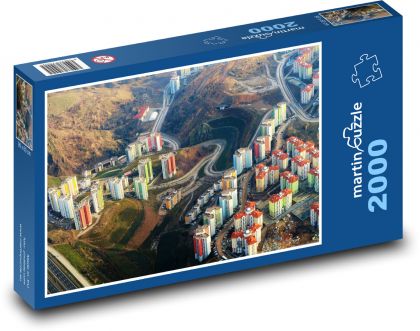 Vysoké budovy - letecký pohled - puzzle 2000 dílků