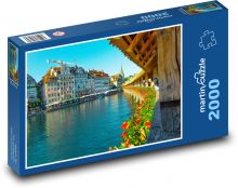 Lucern - Švajčiarsko, most Puzzle 2000 dielikov - 90 x 60 cm