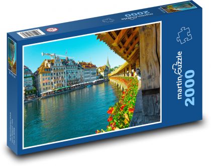 Lucern - Švajčiarsko, most - Puzzle 2000 dielikov, rozmer 90x60 cm 
