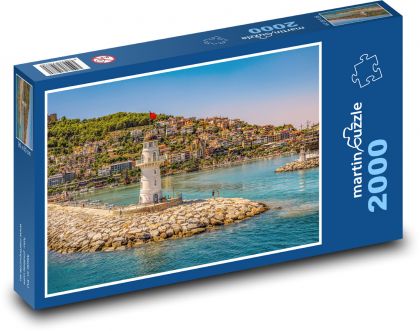 Lighthouse in the harbour by the sea - Puzzle 2000 pieces, size 90x60 cm 