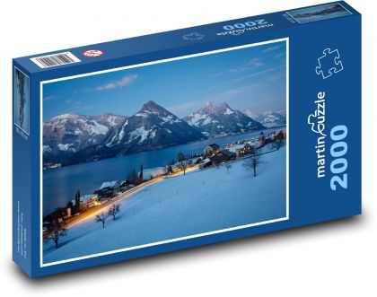 Winter landscape by the lake - Puzzle 2000 pieces, size 90x60 cm 