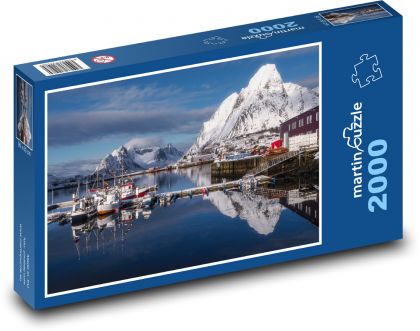 Lofoty - Norwegia, łodzie - Puzzle 2000 elementów, rozmiar 90x60 cm