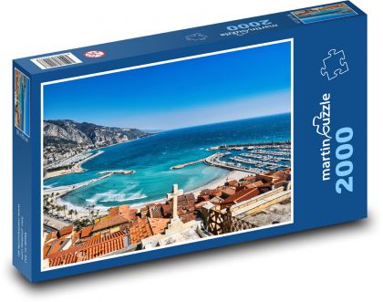 Menton - Francie, přístav - Puzzle 2000 dílků, rozměr 90x60 cm