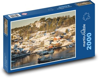 Mesto pokryté snehom - Puzzle 2000 dielikov, rozmer 90x60 cm 