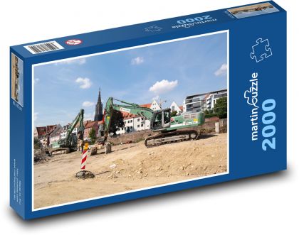 Teren budowy - koparka, koparka - Puzzle 2000 elementów, rozmiar 90x60 cm