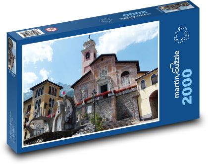 Entracque - Farský kostol, Taliansko - Puzzle 2000 dielikov, rozmer 90x60 cm 