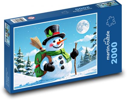 Schneemann - Winter, Natur - Puzzle - 2000 Teile