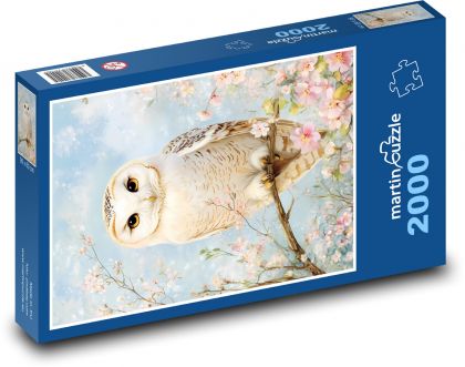 Sova - kvitnúci strom, vták - Puzzle 2000 dielikov, rozmer 90x60 cm 