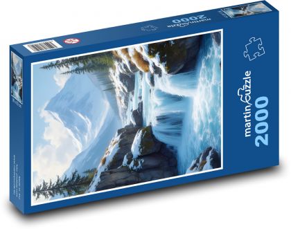 Horský potok - řeka, hory - Puzzle 2000 dílků, rozměr 90x60 cm