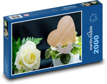 Weiße Rose zum Valentinstag - Puzzle - 2000 Teile