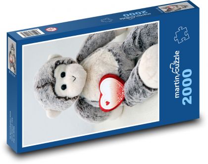 Opice se srdcem k Valentýnu - puzzle 2000 dílků