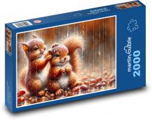 Veverky v dešti Puzzle 2000 - 90x60 cm