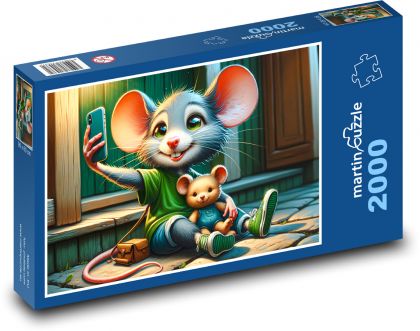 Šťastná myš - Puzzle 2000 dílků, rozměr 90x60 cm