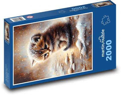 Zamrożony kotek - Puzzle 2000 elementów, rozmiar 90x60 cm