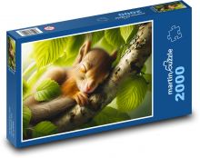 Schlafende Eichhörnchen in einem Baum Puzzle 2000 Teile - 90 x 60 cm
