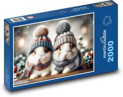 Králíci v čepici - puzzle 2000 dílků