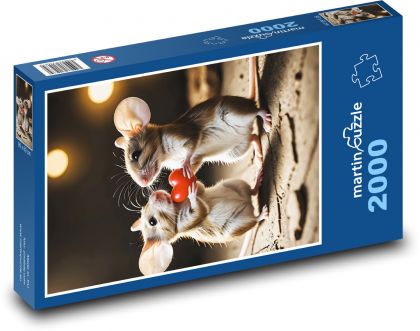 Zamilované valentínske myši - Puzzle 2000 dielikov, rozmer 90x60 cm 