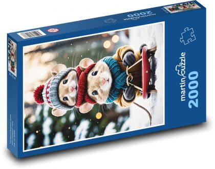 Mice on a sleigh - Puzzle 2000 pieces, size 90x60 cm 