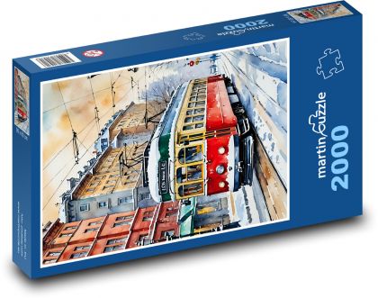 Tramwaj śnieżny - Puzzle 2000 elementów, rozmiar 90x60 cm