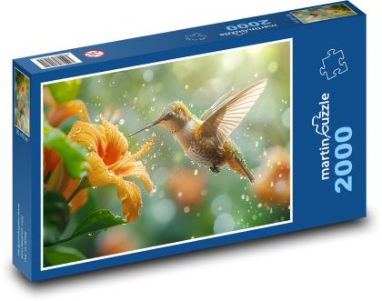Kolibřík na květině - puzzle 2000 dílků