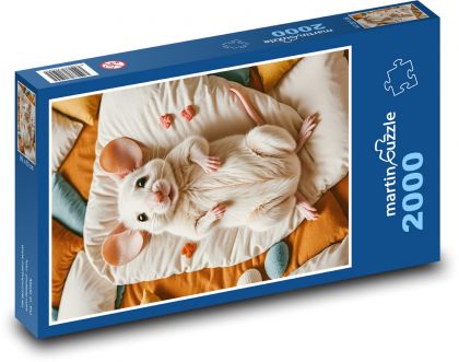 Mouse on pillow - Puzzle 2000 pieces, size 90x60 cm 