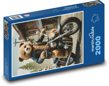 Miś na motocyklu - Puzzle 2000 elementów, rozmiar 90x60 cm