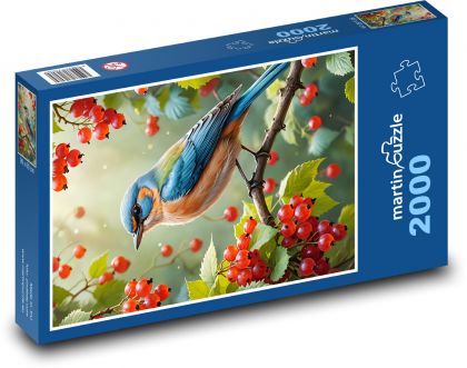 Bird with currant berries - Puzzle 2000 pieces, size 90x60 cm 