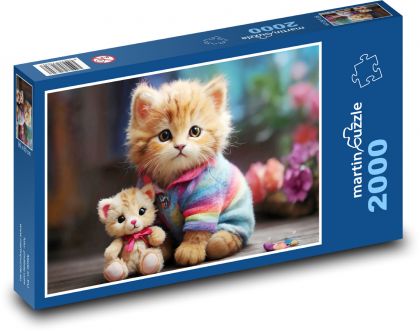 Kotě s hračkou - puzzle 2000 dílků