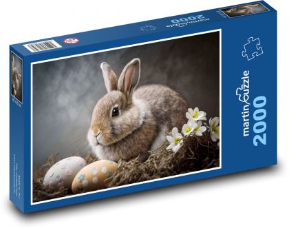 Velikonoční zajíček s vejcemi - Puzzle 2000 dílků, rozměr 90x60 cm