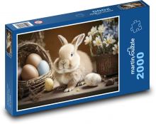 Veľkonočné veľkonočné vajíčko a králik Puzzle 2000 dielikov - 90 x 60 cm