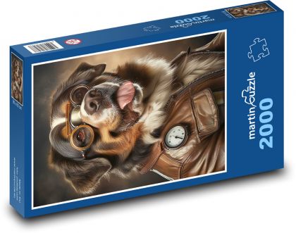 Pes v bundě - puzzle 2000 dílků