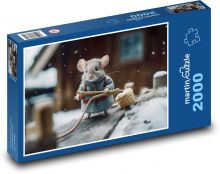 Mysz zimą Puzzle 2000 elementów - 90x60 cm